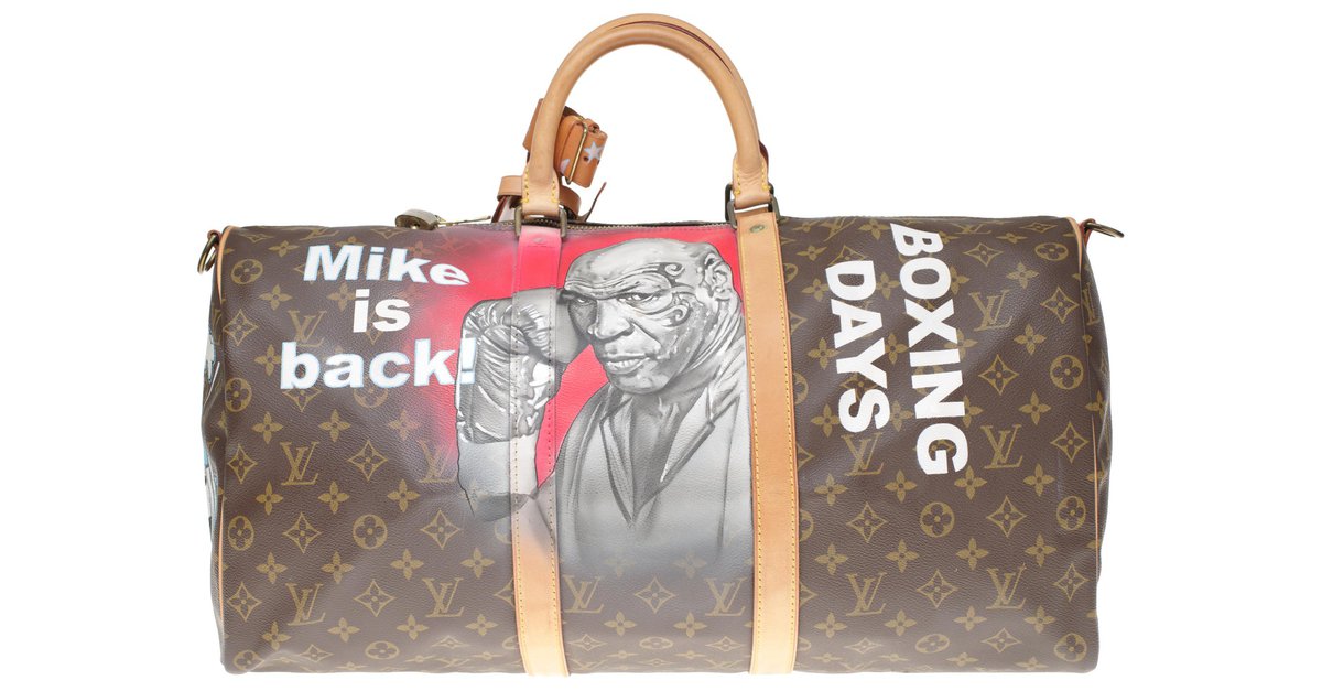 Sublime and unique Louis Vuitton Keepall Travel / Sports Bag 55 Canvas  Monogram Customized Mickey Vs Hulk by PatBo Brown Green Leather Cloth  ref.146455 - Joli Closet