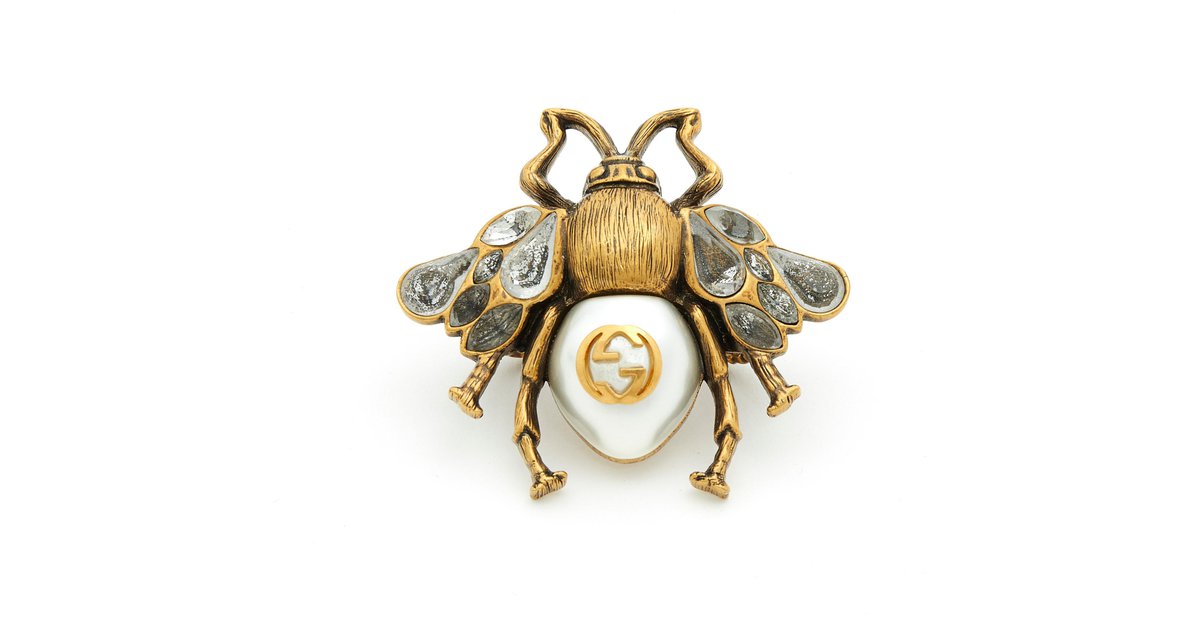 Gucci BEE RING CRYSTALS AND PEARL XXL 