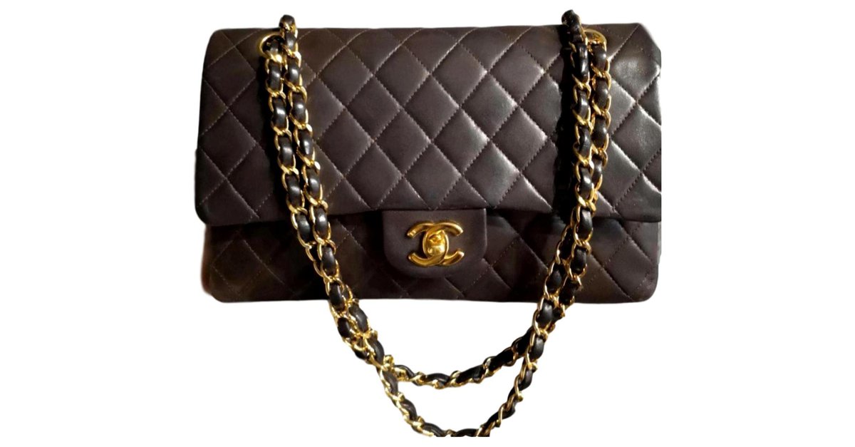 Rare Chanel Chocolate Brown lambskin medium timeless classic flap bag  Leather  - Joli Closet