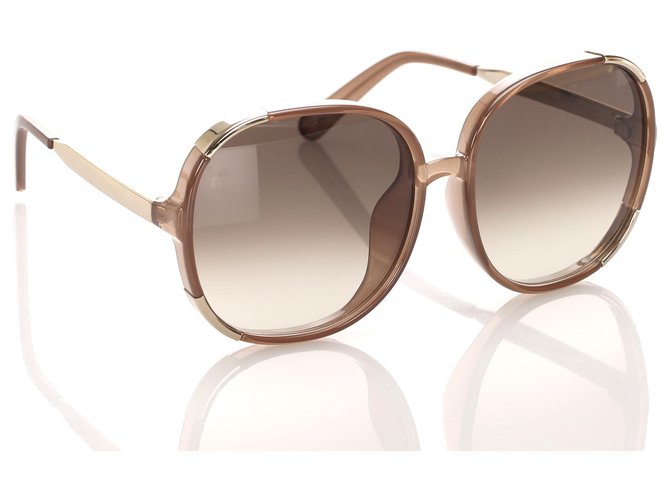 Lunettes de soleil rondes teintées marron Chloé Plastique ref.196484