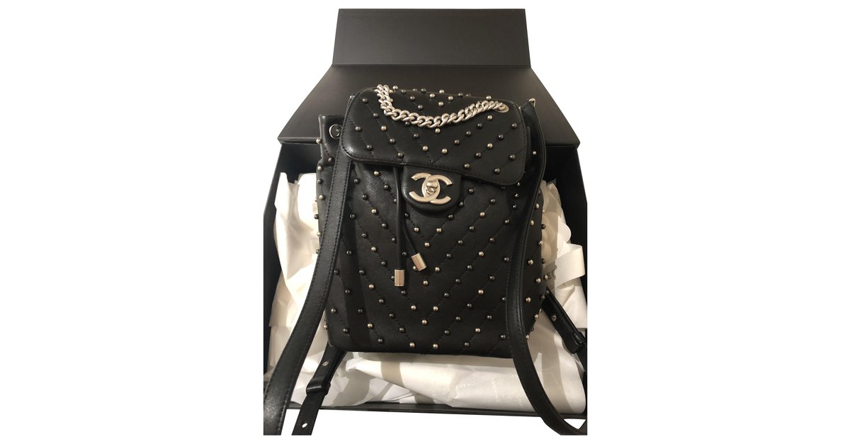 chanel black camera bag backpack