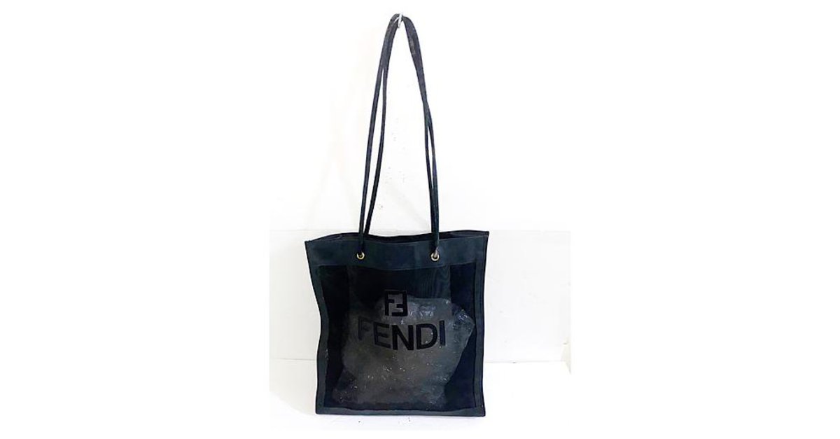 Vintage Fendi Black Sheer Mesh Logo Shoulder Tote – Treasures of NYC