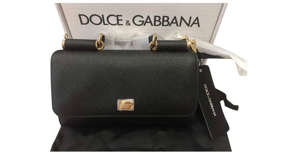 Dolce & Gabbana Sicily large bag in black leather - Gaja Refashion