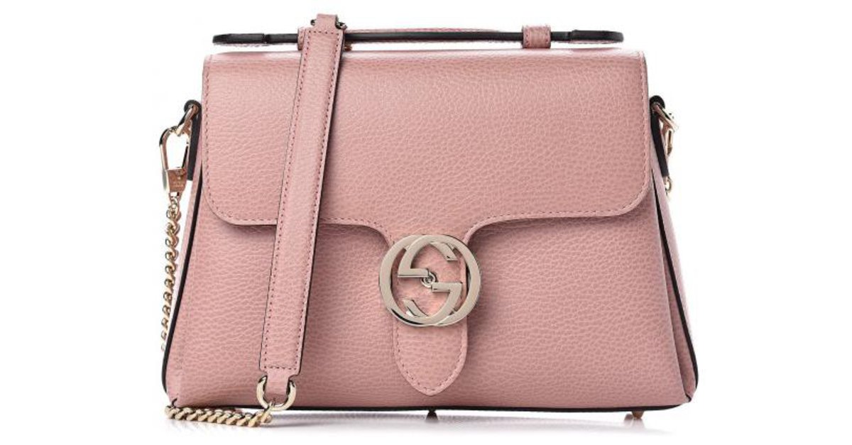 Gucci Interlocking Top Handle Bag (Outlet) Leather Small Pink