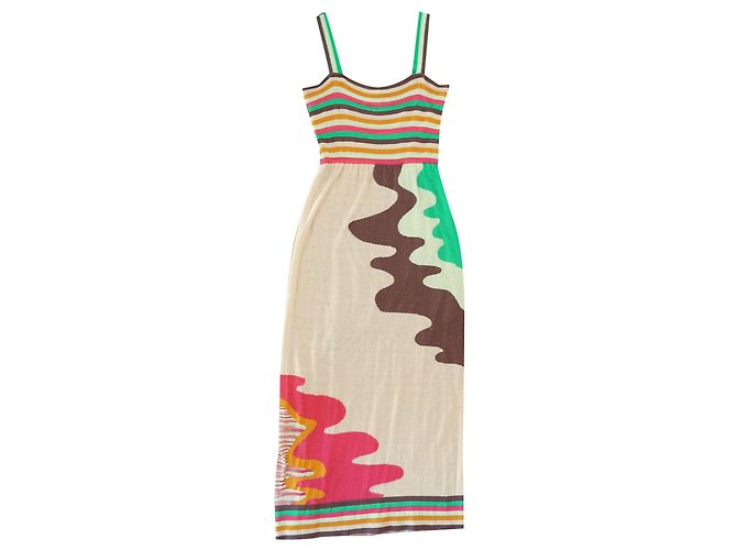 Robe Missoni Multicolore Rayée - Taille S, Genou, Sans Manches, Neuve Sans étiquette, 100% Laine Italienne