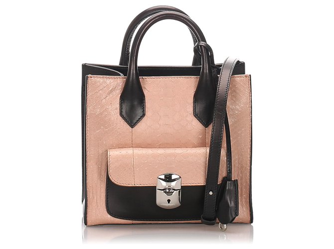 Balenciaga Brown Mini Padlock All Afternoon Python Satchel Black