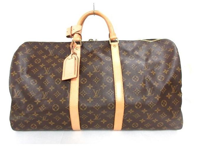 Louis Vuitton Keepall Bandouliere 55 Brown Cloth ref.199501 - Joli Closet