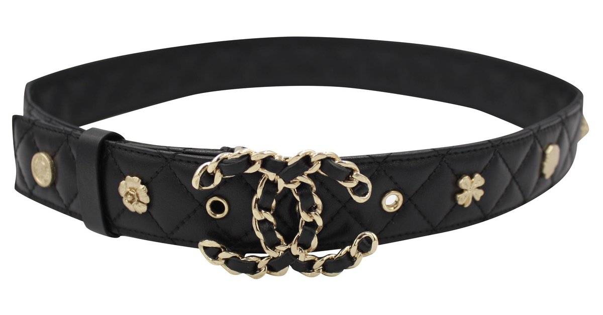 Leather belt Chanel Black size 75 cm in Leather - 33533487