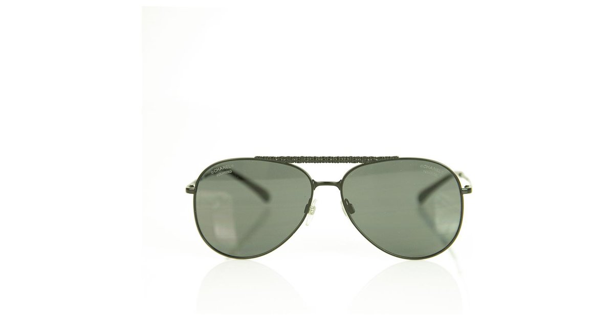 black chanel aviator sunglasses