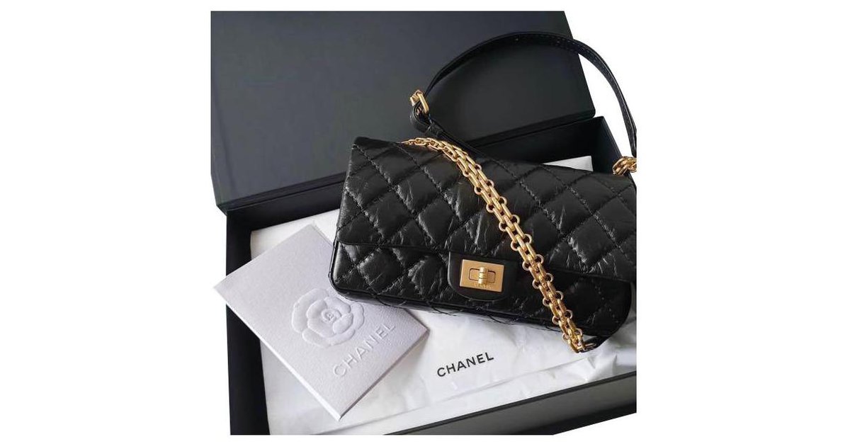 Chanel 2.55 Black Leather ref.202155