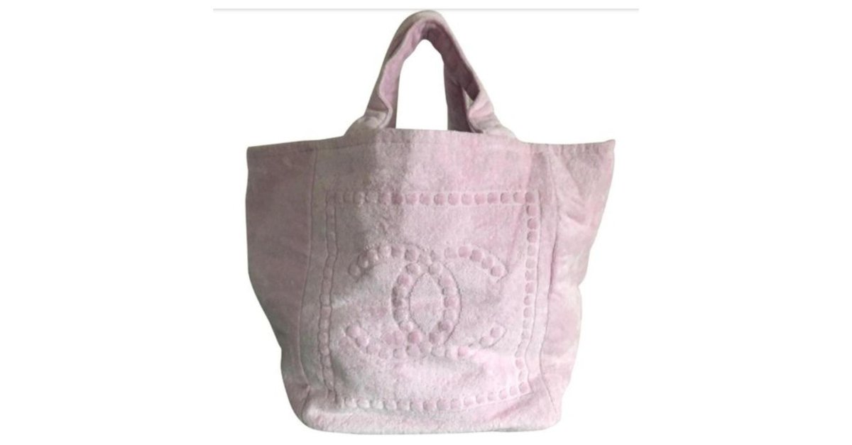 chanel pink tote canvas