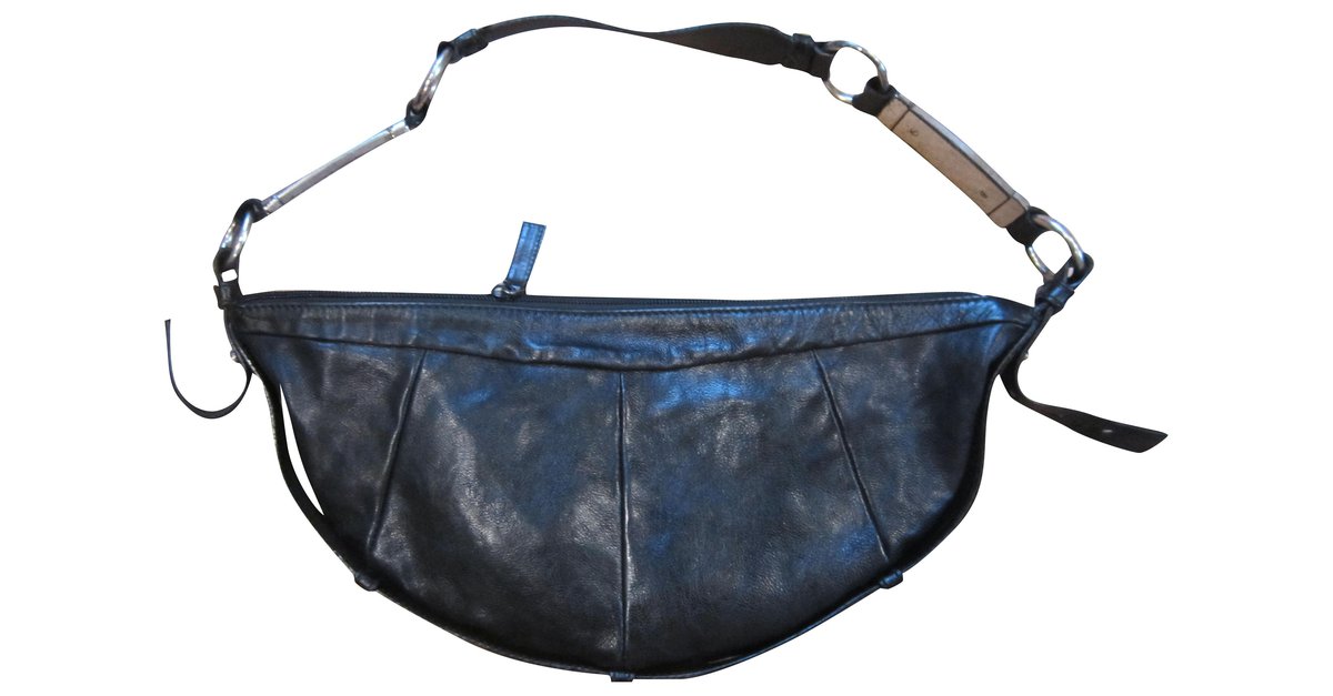 Yves Saint Laurent Black Leather Mombasa Horn Handle Bag ref.790035 - Joli  Closet