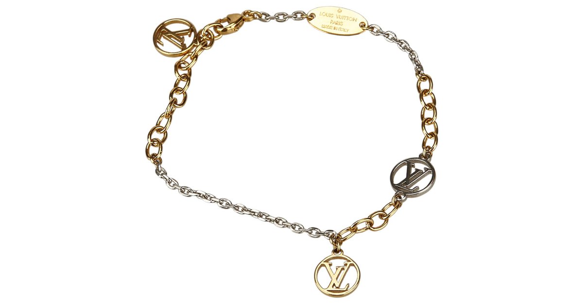 LOUIS VUITTON Logomania Bracelet Silver Gold 1186462