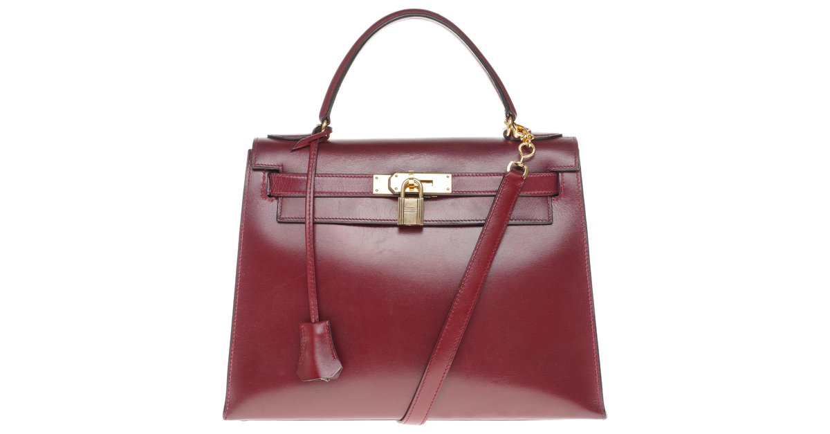 Hermès KELLY HANDBAG 28 saddler shoulder strap in red box h-101168 Leather  ref.883050 - Joli Closet