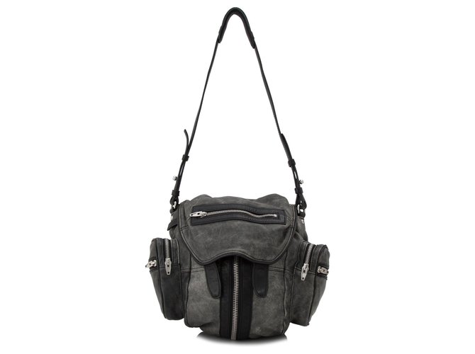 Alexander Wang Gray Leather Mini Marti Backpack Black Grey