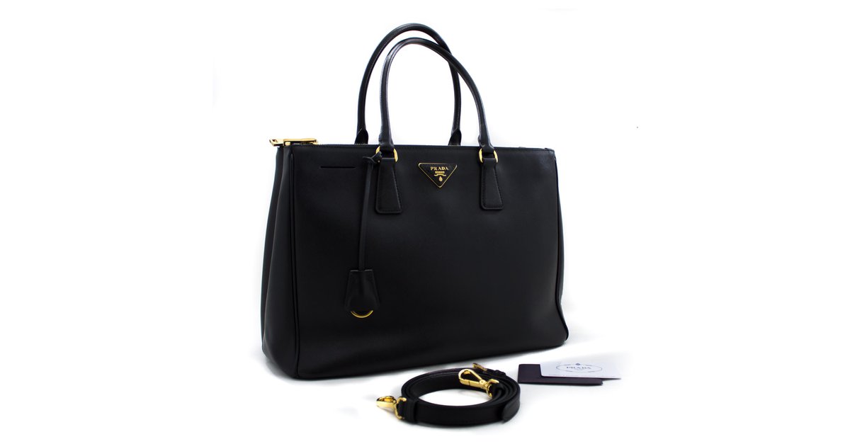 PRADA Saffiano Flap Shoulder Bag Black 600243