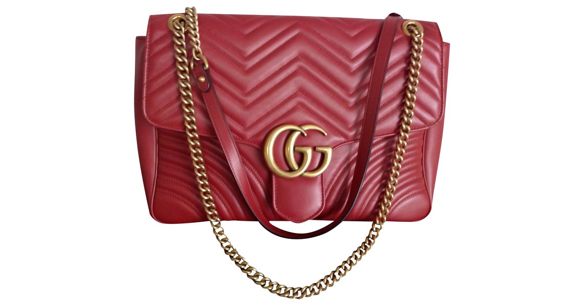 Gucci Red GG Marmont Velvet Shoulder Bag Cloth ref.380202 - Joli Closet