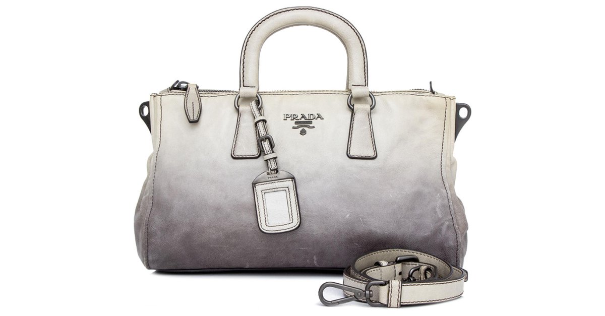 Prada White Ombre Leather Satchel Grey Pony-style calfskin  -  Joli Closet