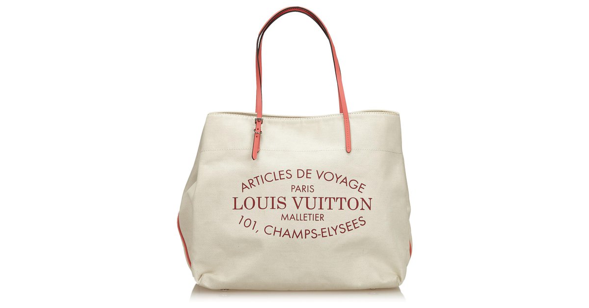 Louis Vuitton White Corail Articles de Voyage Cabas GM Pink Cream Leather  Cloth Cloth ref.206860 - Joli Closet