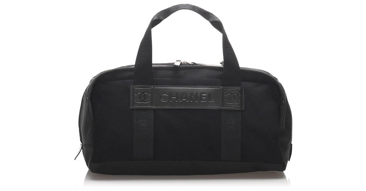 Chanel Black Nylon Sports Line Duffle Bag Leather Cloth ref.207269 - Joli  Closet