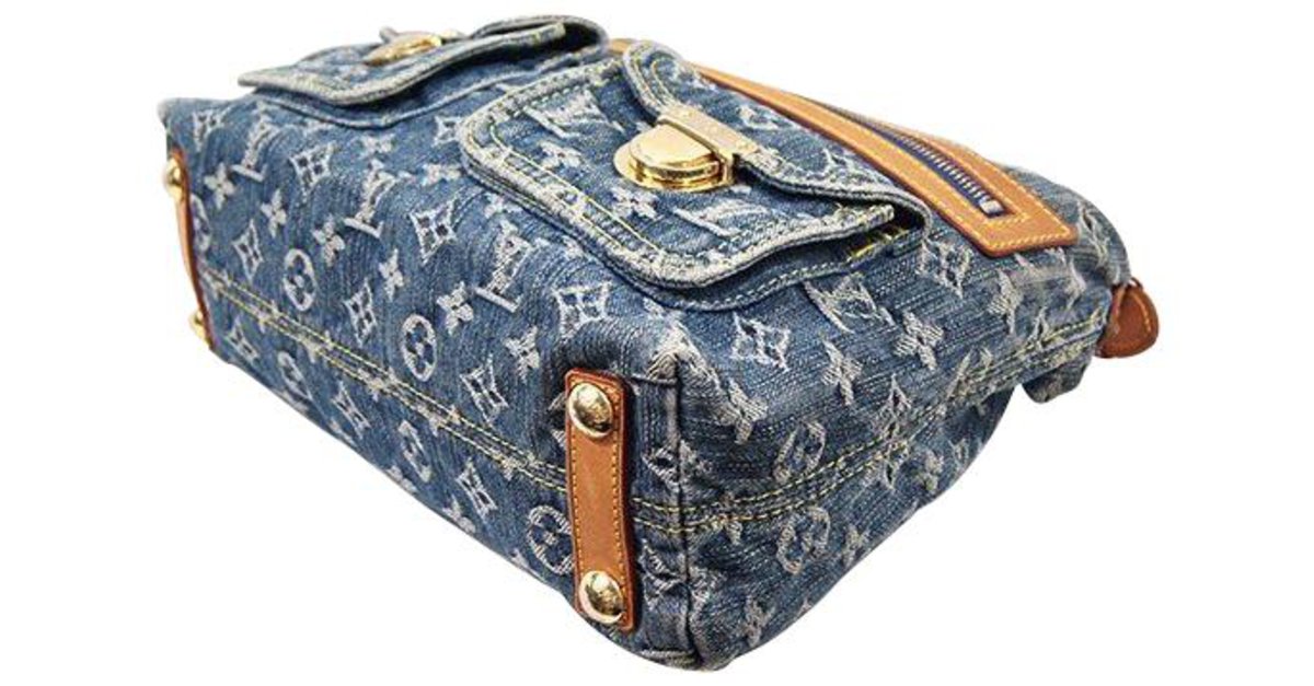 Manhattan handbag Louis Vuitton Blue in Denim - Jeans - 17377129