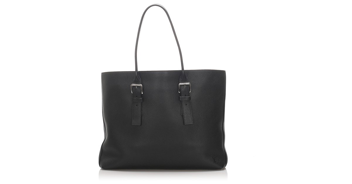 Louis Vuitton Black Taurillon Leather Cabas Voyage Tote Bag - Yoogi's Closet