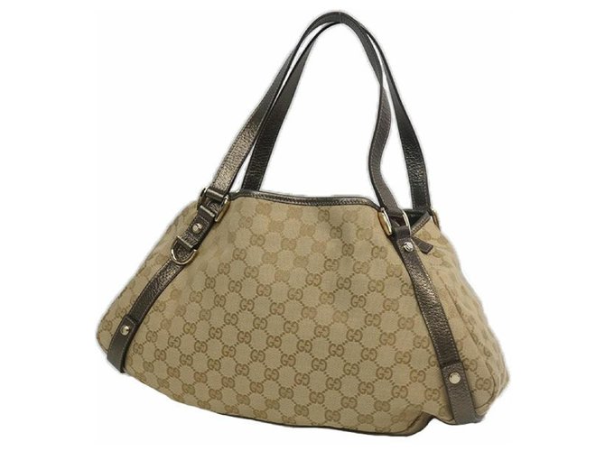 Gucci Womens shoulder bag 130736 beige x bronze Leather ref