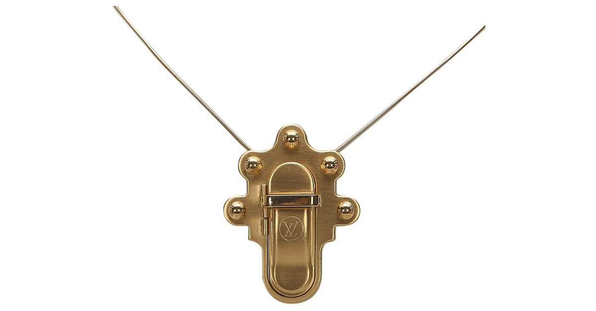 Louis Vuitton Trunk Lock Pendant Necklace and Brooch