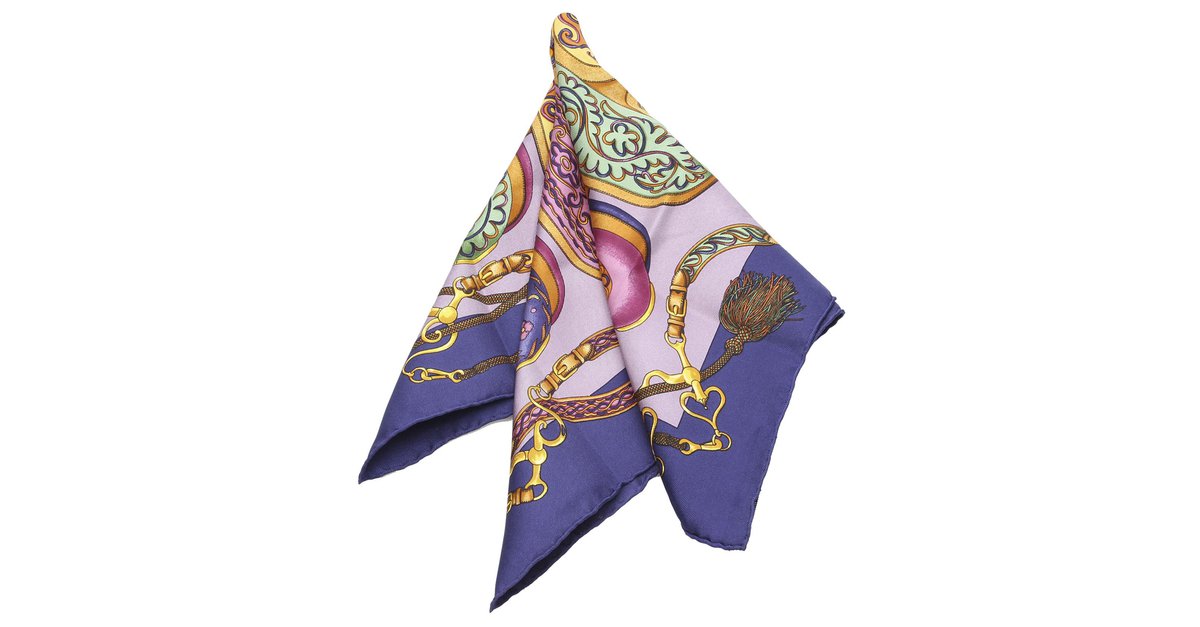 Silk scarf & pocket square Hermès Purple in Silk - 35191742