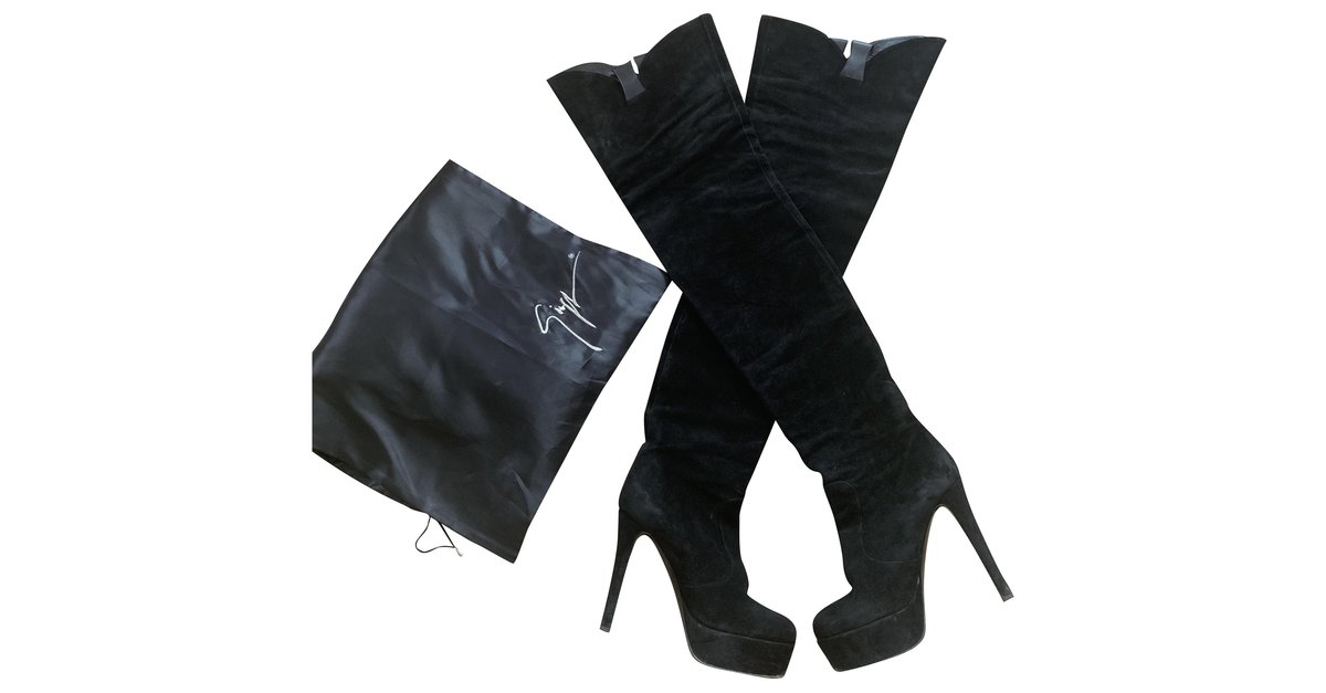 Giuseppe Zanotti Boots Black Suede Leather ref.211858 - Joli Closet