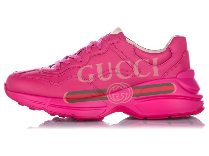 Sneaker Gucci in pelle con logo Rhyton rosa Multicolore Plastica Vitello  simile a un vitello ref.212998 - Joli Closet