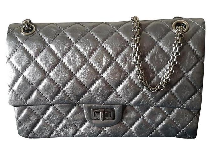 Chanel Large handbag Silvery Leather Joli Closet - Main Image