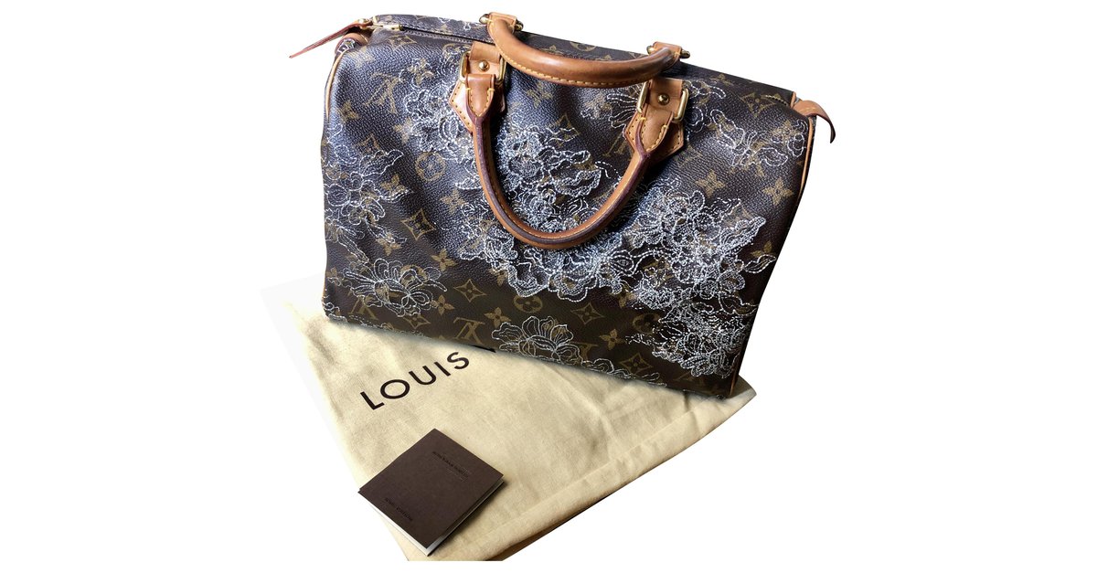 Louis Vuitton Speedy bag special edition (Sprouse) Silvery Beige Dark brown  ref.213773 - Joli Closet