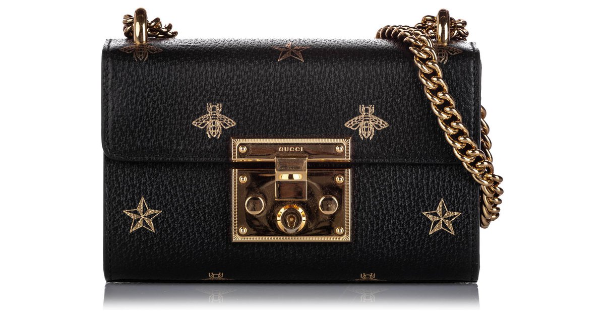 Gucci Leather Bee & Star Padlock Mini Shoulder Bag (SHF-23887) – LuxeDH