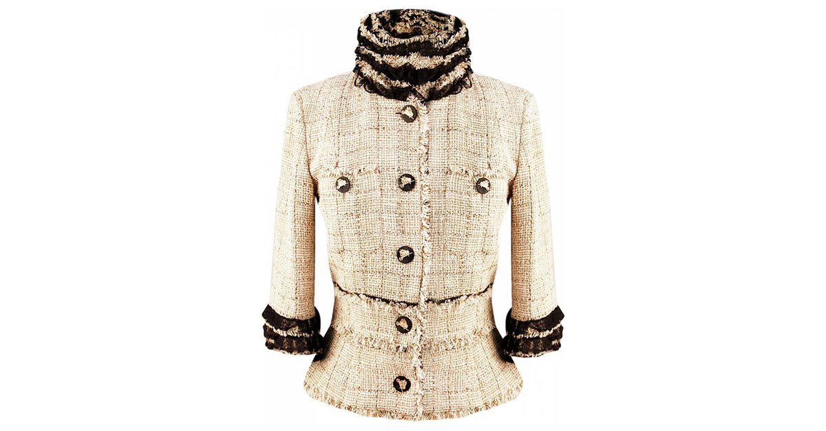 Chanel very rare runway tweed jacket Beige ref.215106 - Joli Closet
