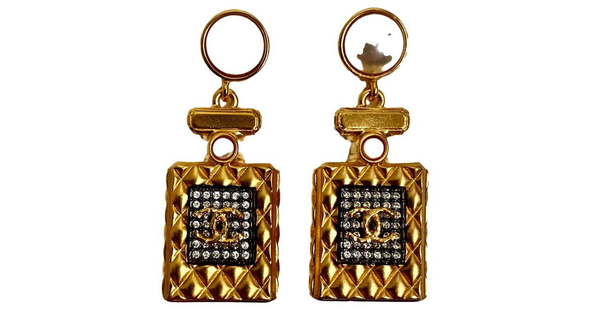 Sold at Auction: Chanel, Chanel #5 Designer Gilt Runway Fashion Earrings