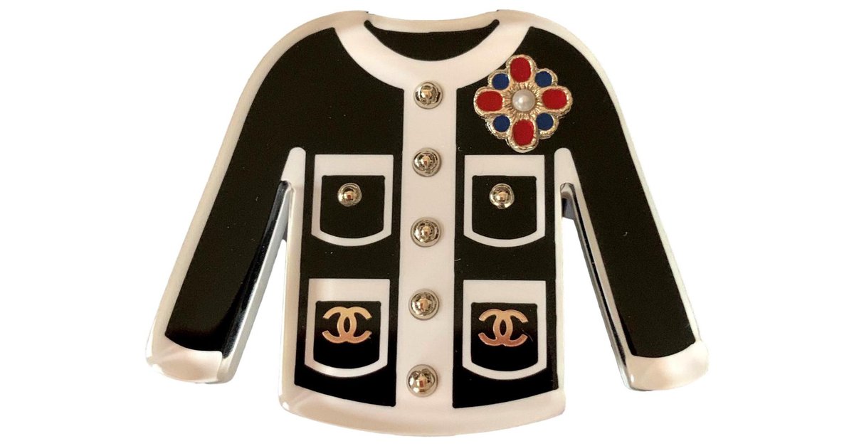 Chanel Pins & brooches Black White Cloth ref.254116 - Joli Closet
