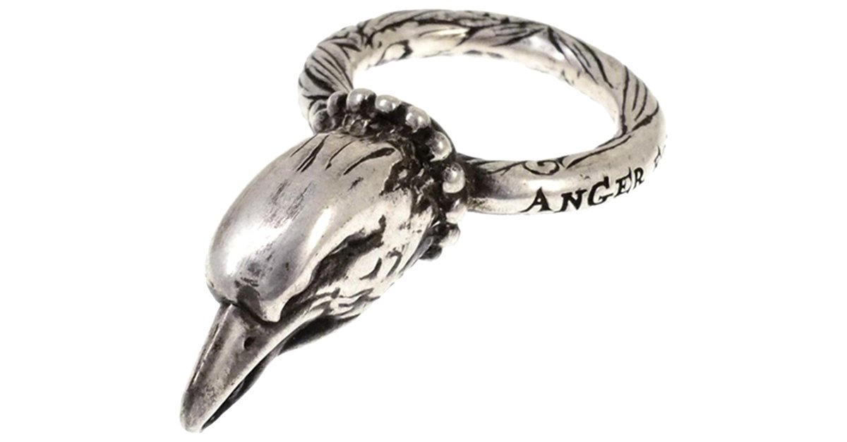 Gucci Silver Anger Forest Eagle Head Ring Silvery Metal ref.218324