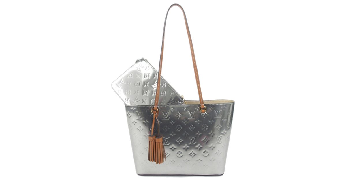 Louis Vuitton Tote Long Beach Monogram Vernis PM Silver in Patent Leather  with Gold-tone - US