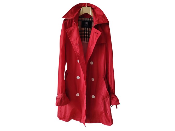 Burberry Coat Women Price BURBERRY RAINCOAT IN RED POLYESTER Joli