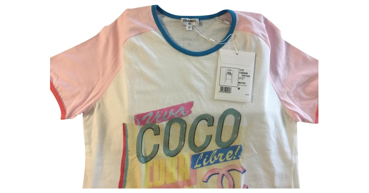 Chanel Camiseta Coco Cuba Cruise colección Blanco Algodón ref.218945 - Joli  Closet
