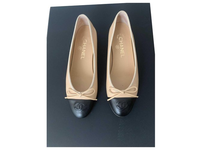 Cambon Chanel Ballerines Cuir Beige Joli Closet