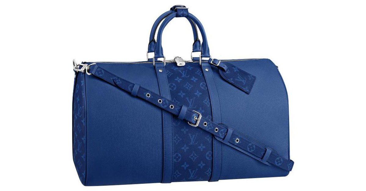 Blue Louis Vuitton Taigarama Monogram Cobalt Keepall Bandouliere 50 Travel  Bag