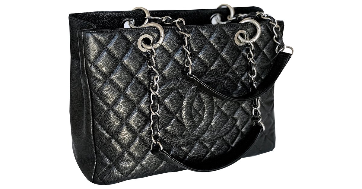 Chanel Black Caviar GST Grand Shopping Tote Bag Leather ref.220294