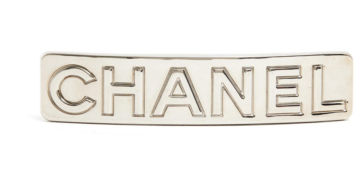 Chanel LARGE SILVER BAR HAIR CLIP Silvery Metal ref.222364