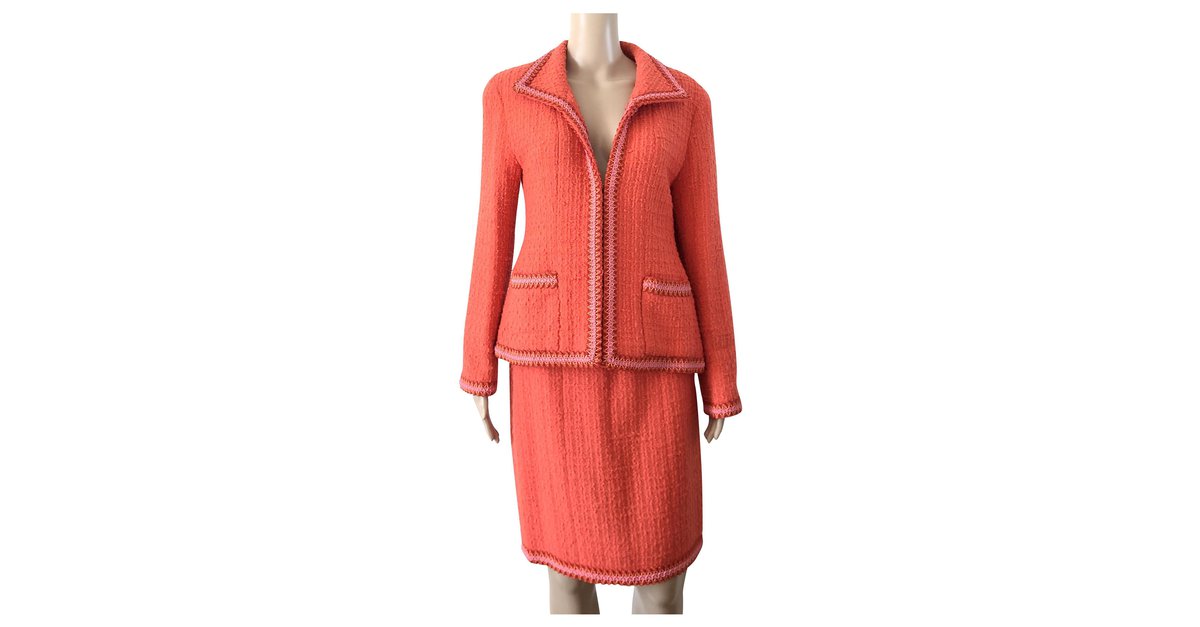 Chanel Orange suit Wool ref.222414