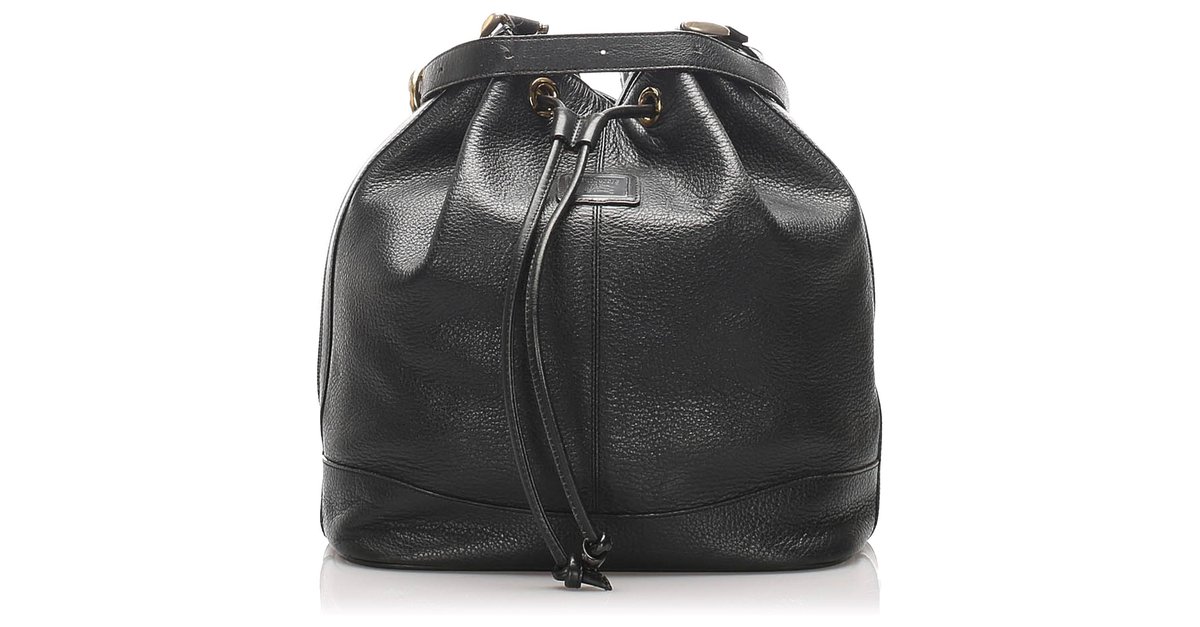 Burberry Black Leather Bucket Bag Pony-style calfskin ref.223034 - Joli ...