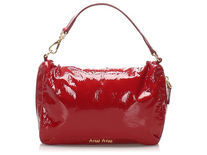 Borsa Miu Miu in vernice rossa Rosso Pelle Pelle verniciata ref