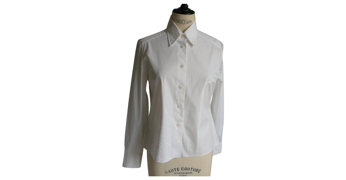 CHANEL White fitted cotton shirt T42 FR very good condition ref