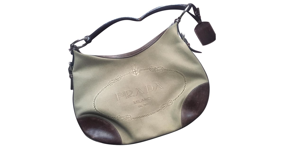 Cloth handbag Prada Beige in Cloth - 21660965